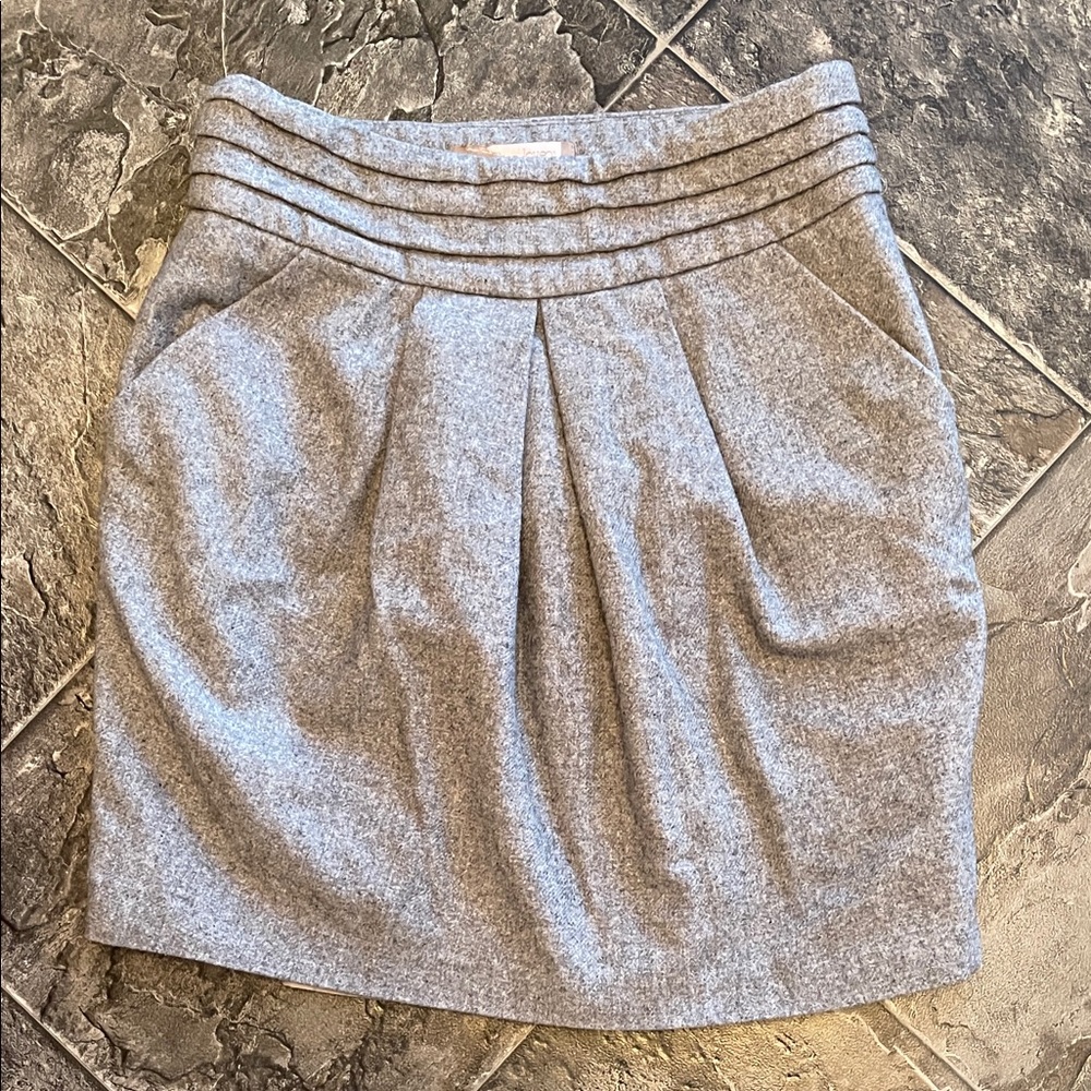 LOVE 21 Wool Blend Gray Women's Pencil Pleated Office Preppy Collegiate Skirt